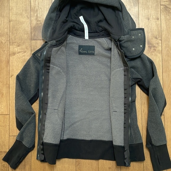 Lululemon Women’s Scuba Hoodie Detachable Hood 10 Heathered Black cotton fleece - Picture 10 of 15
